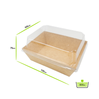 A3-D/S Kraft paper box, 800 ml, with coating, incl. lid (PET), 500 Set