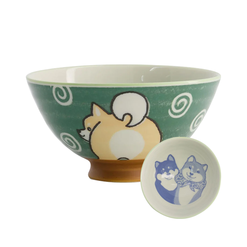 Kawaii Rice Bowl Shiba-Dog 11.5x6cm 350ml Green