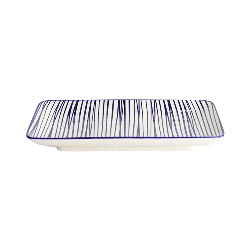 Nippon Blue Plate Rect 21x13.5cm Lines