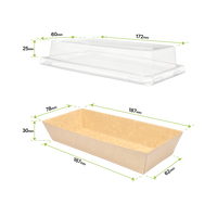 A14-D/S Kraft paper box long (S), 650 ml with coating, incl. lid (PET), 600 Pcs
