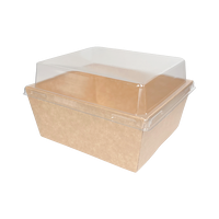 A13-D/S Kraft paper box (L), 1,200 ml, with coating, incl. lid (PET), 600 Pcs