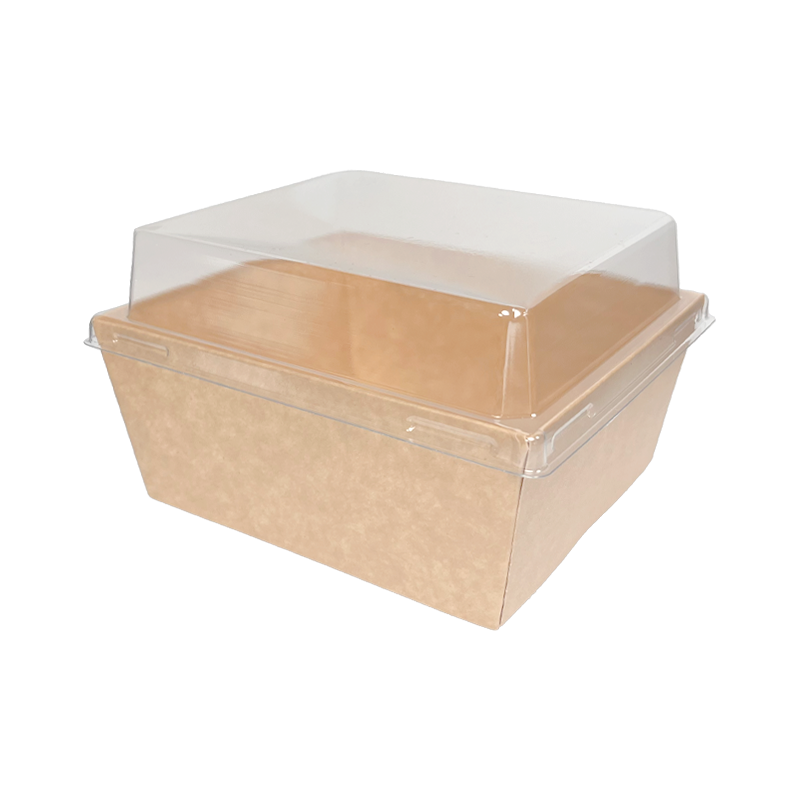 A13-D/S Kraft paper box (L), 1,200 ml, with coating, incl. lid (PET), 600 Pcs
