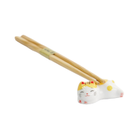 Chopsticks Rest Cat - White / Yellow