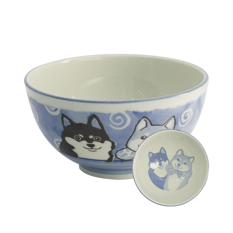 Kawaii Rice Bowl Shiba-Dog 16x8cm 600ml Blue