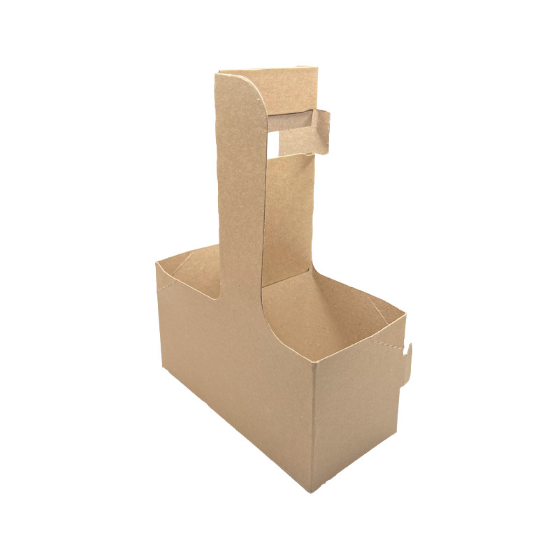 A11 Kraft paper drink carrier with handle for 2 cups, 200 Pcs