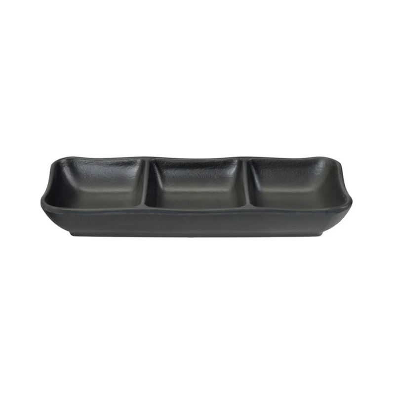 Melamine Zen 3 divided plate 19,6x8,4x2,7cm Black