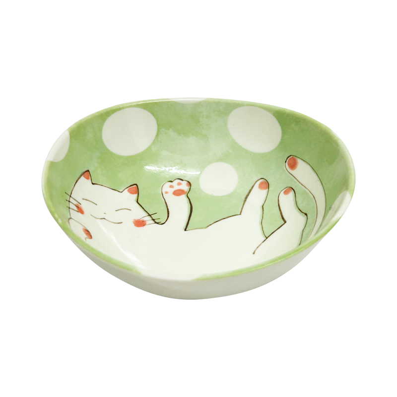 KANESADA Cat Oval Ceramic Bowl