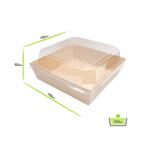 A12-D/S Kraft paper box (S), 500 ml, with coating, incl. lid (PET), 600 Pcs