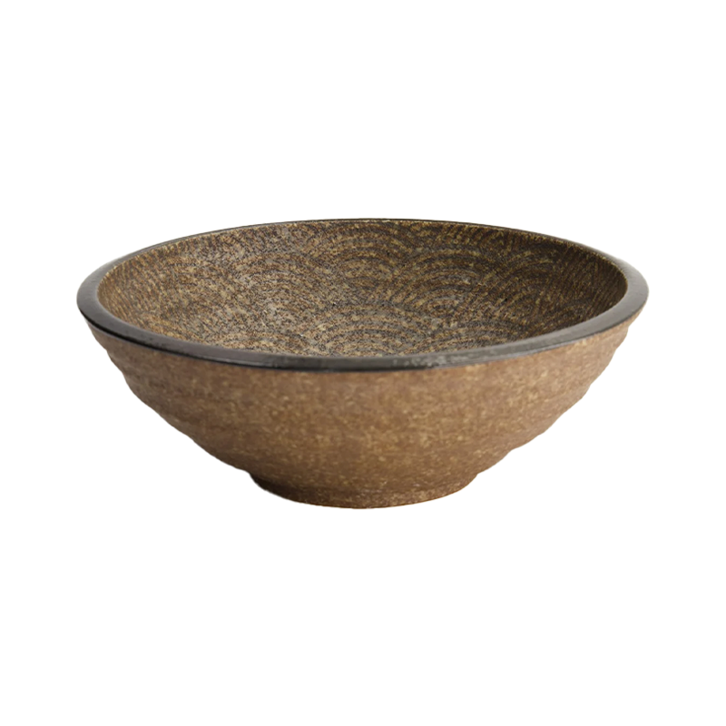 Minoyaki Bronze Matte Wave Ramen Bowl 24.6x8.6cm 1550ml