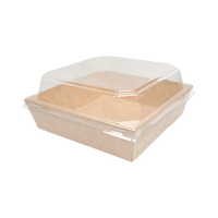 A12-D/S Kraft paper box (S), 500 ml, with coating, incl. lid (PET), 600 Pcs