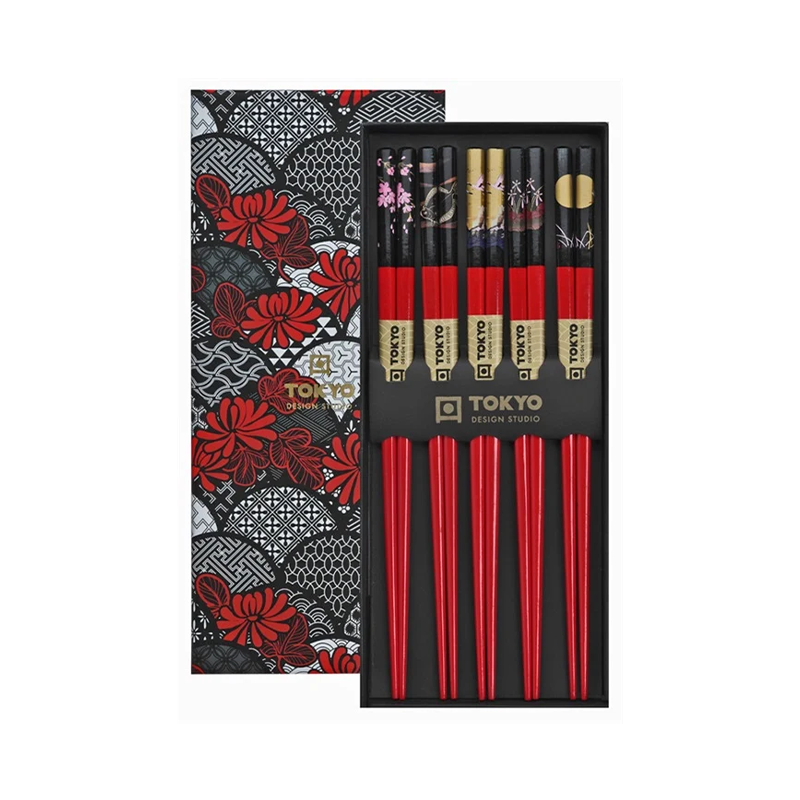 TOKYO DESIGN STUDIO Chopstick Giftset/5 Red