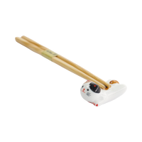 젓가락 받침대 - 엎드린 고양이 - 화이트 / 브라운