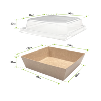 A12-D/S Kraft paper box (S), 500 ml, with coating, incl. lid (PET), 600 Pcs