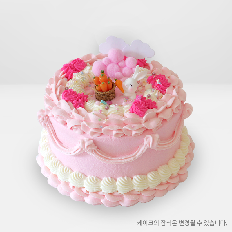 어린이 생크림 케이크 - 핑크토끼 (예약 상품)