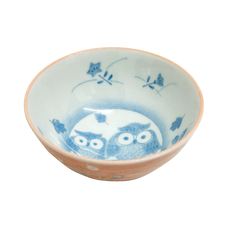 Pink Owl Pattern Ceramic Bowl