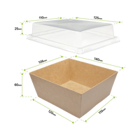 A13-D/S Kraft paper box (L), 1,200 ml, with coating, incl. lid (PET), 600 Pcs