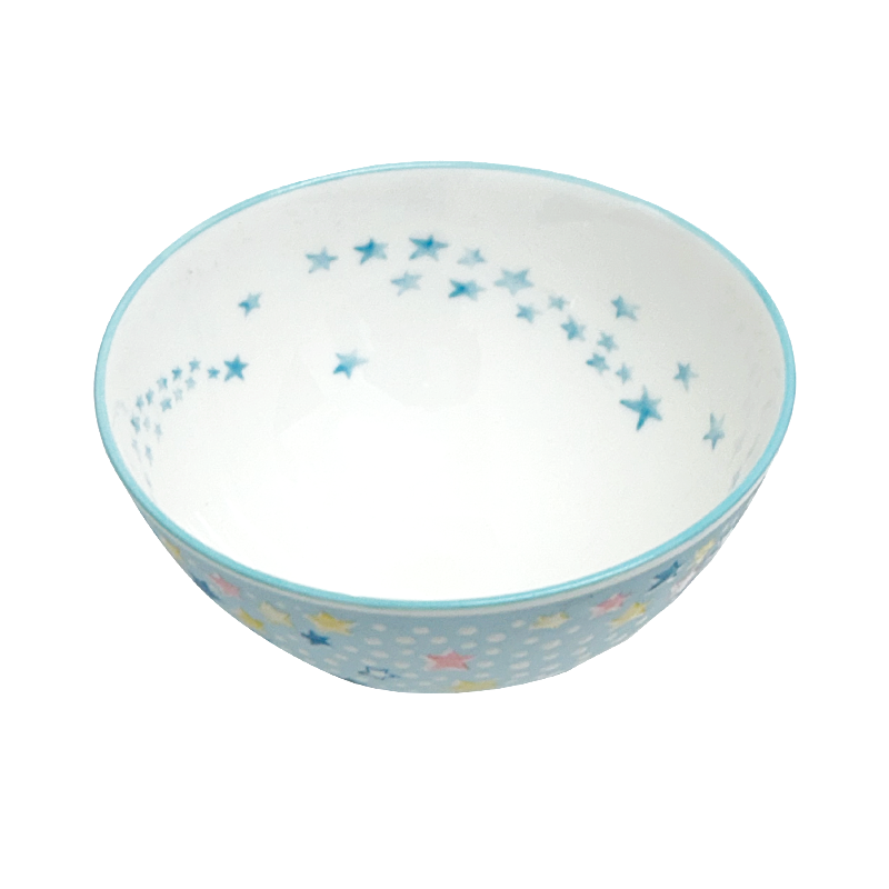 Sky Blue Star-Pattern Ceramic Bowl