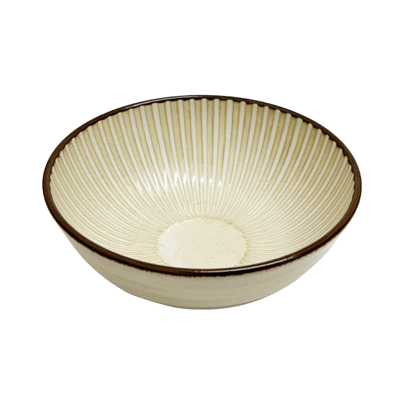 Circular Comb-Pattern Ceramic Bowl