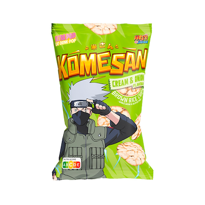 ULTRA POP Komesan braune Reischips – Sahne- und Zwiebelgeschmack