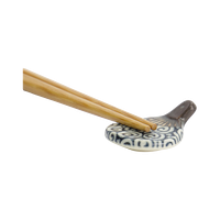 프리미엄 젓가락 받침대 - 부채 - 블루 / 다크 브라운 