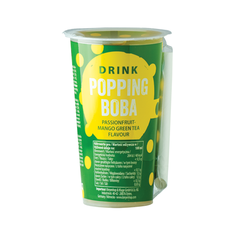 OBOBA Popping Boba Drink - Passionsfrucht & Mango Grüntee mit Pfand