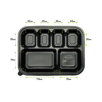 Takeaway container with lid – 6 compartments