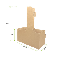 A11 Kraft paper drink carrier with handle for 2 cups, 200 Pcs