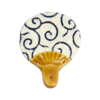 프리미엄 젓가락 받침대 - 부채 - 화이트 / 브라운