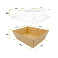 A3-D/S Kraft paper box, 800 ml, with coating, incl. lid (PET), 500 Set