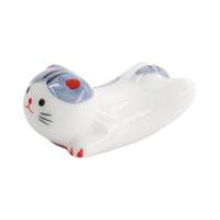 Chopsticks Rest Cat - White / Grey