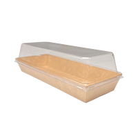 A15-D/S Kraft paper box long (L), 900 ml with coating, incl. lid (PET), 600 Pcs