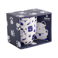 카와이 블루 마네코 머그컵 선물세트 8.5x10.2cm 340ml