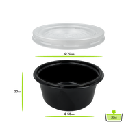 K5-D/S 원형용기 (PS), 30 ml, Ø70 mm, 뚜껑 포함 (PP), 3000입